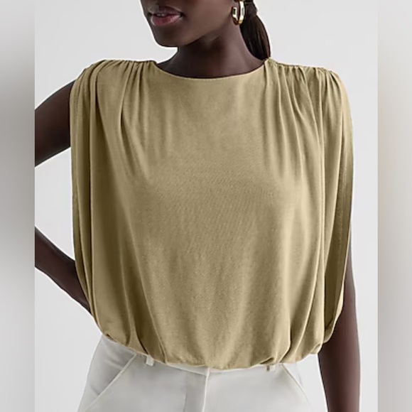 Express Green Ruched Bubble Tank- X-Large - Picture 2 of 10